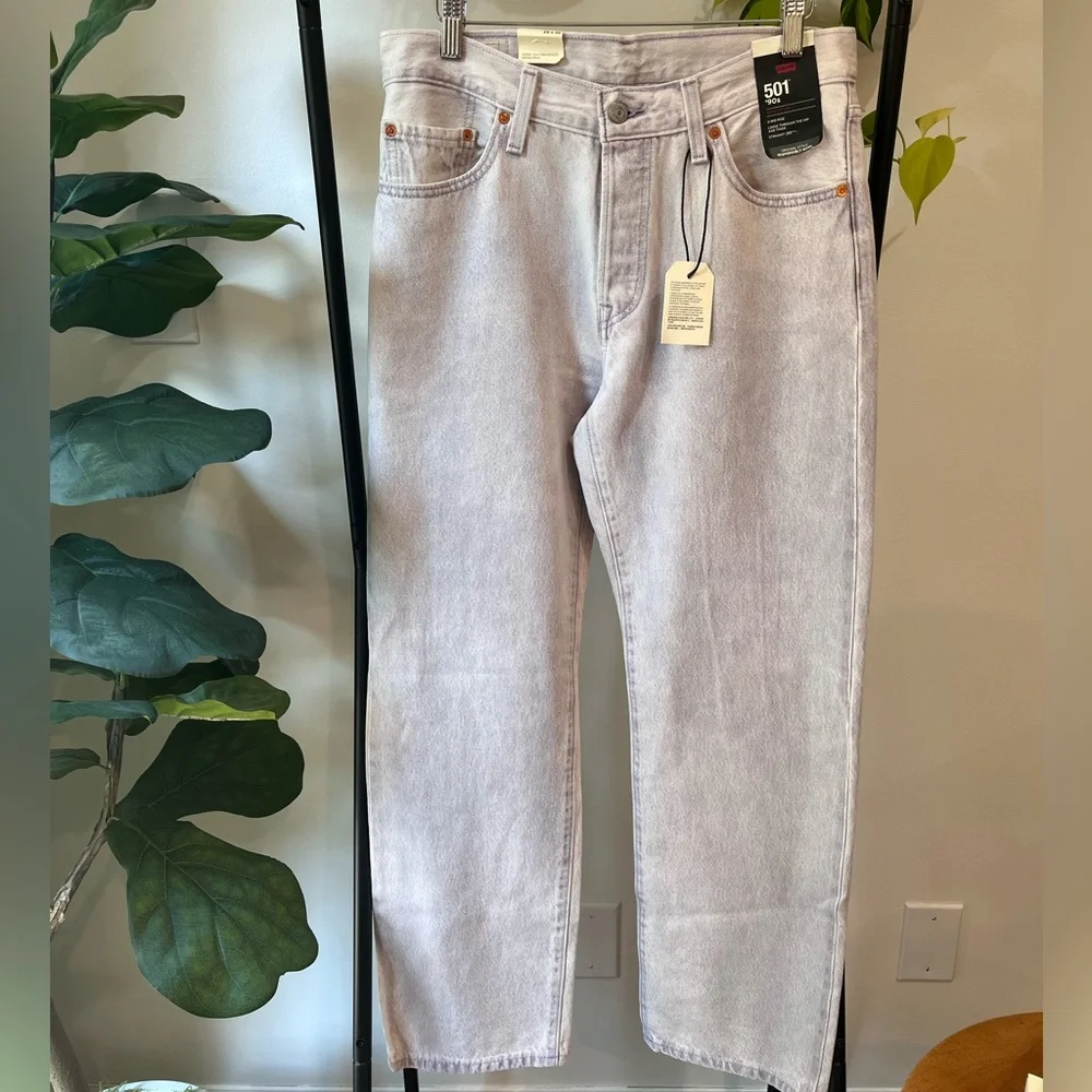 Levi’s Premium 501 90s Mid Rise Straight Jeans Purple Dyed 28x30 NWT - Picture 1 of 10